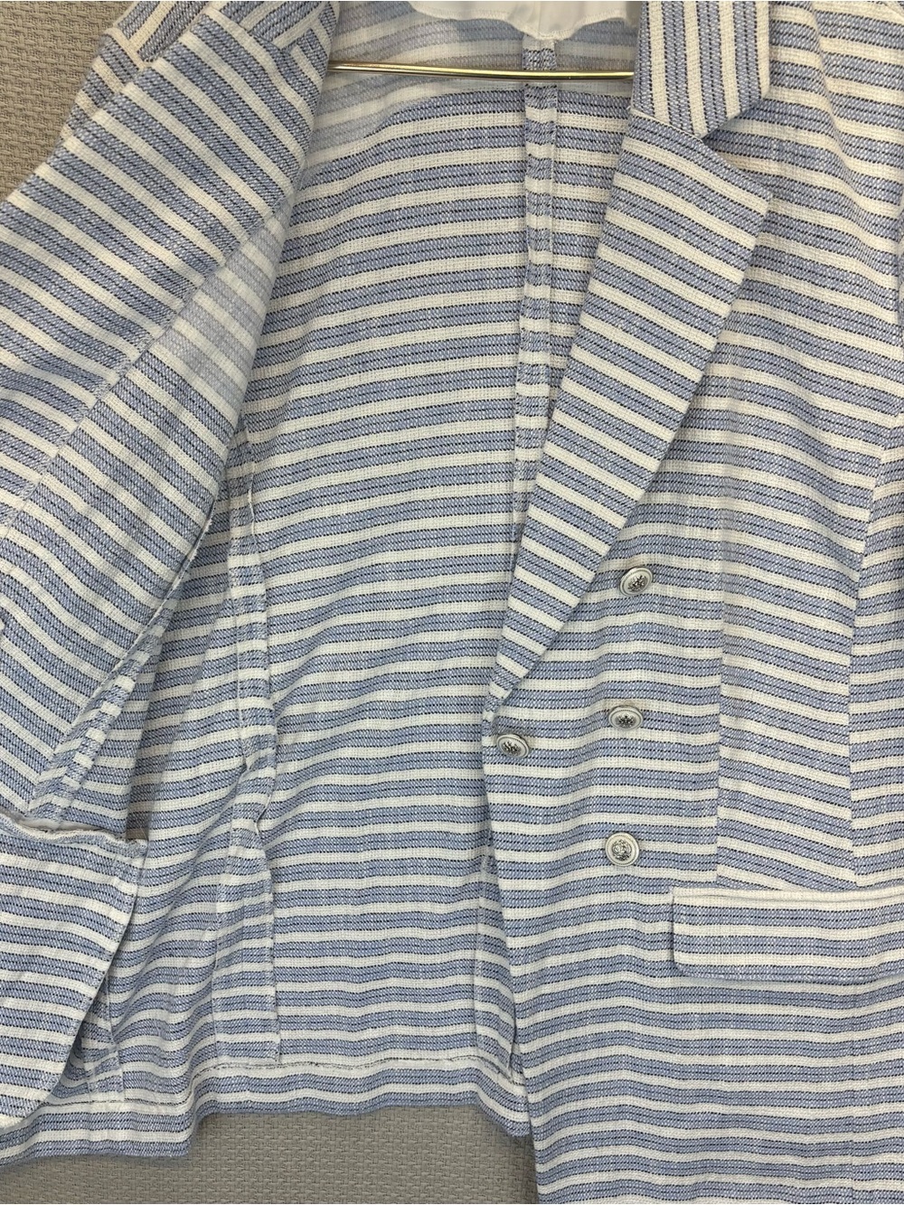 J Jill Plus Size L Spectator Blazer Blue White Striped Jacket Coastal Nautical - Picture 6 of 11